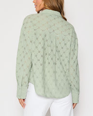 Amber Eyelet Button Down Top