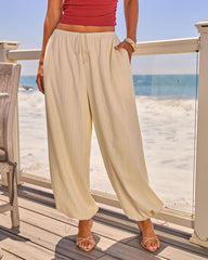 Anaia Cotton Drawstring Pleated Balloon Pants