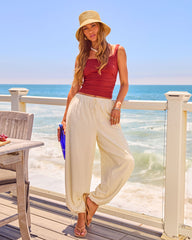 Anaia Cotton Drawstring Pleated Balloon Pants