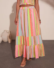 After Glow Muse Striped Abstract Maxi Skirt