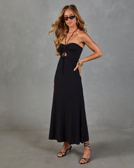 Balmy Breeze Cut Out Halter Neck Maxi Dress