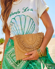 Amalfi Society Woven Straw Clutch