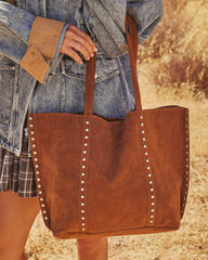 Akira Studded Faux Suede Tote Bag