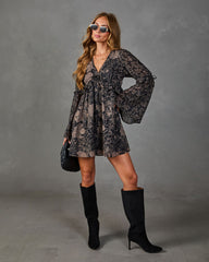 Autumn Rose Floral Mini Dress