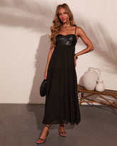 Barely Midnight Color Block Maxi Dress