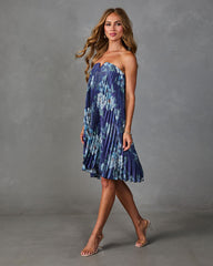 Adrenia Pleated Floral Satin Mini Dress
