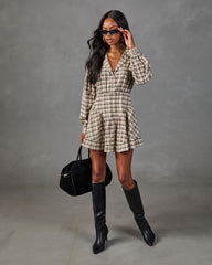 Autumn Edit Plaid Mini Shirt Dress