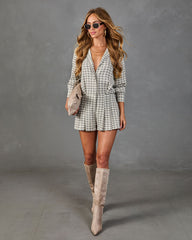 Between Seasons Plaid Fitted Waist Romper
