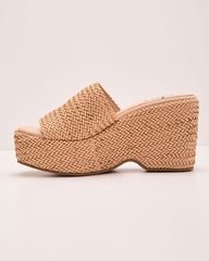 Bali Escape Platform Straw Heeled Sandals