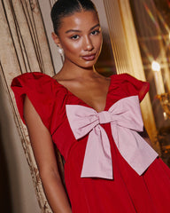 All Wrapped Up Bow Plaid Babydoll Mini Dress