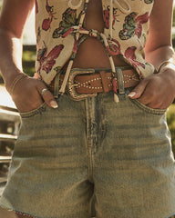 Berta Studded Vegan Leather Western Belt