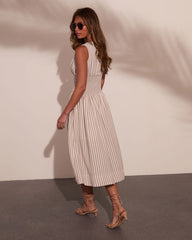 Alorah Striped Fit and Flare Midi Dress