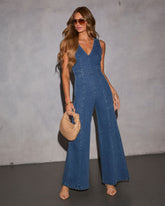 Athena Pintuck Denim Jumpsuit