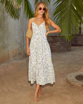 Acaida Button Front Tiered Floral Maxi Dress