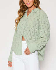 Amber Eyelet Button Down Top