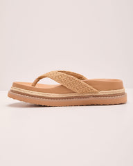 Beach Muse Raffia Thong Platform Sandals