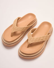 Beach Muse Raffia Thong Platform Sandals