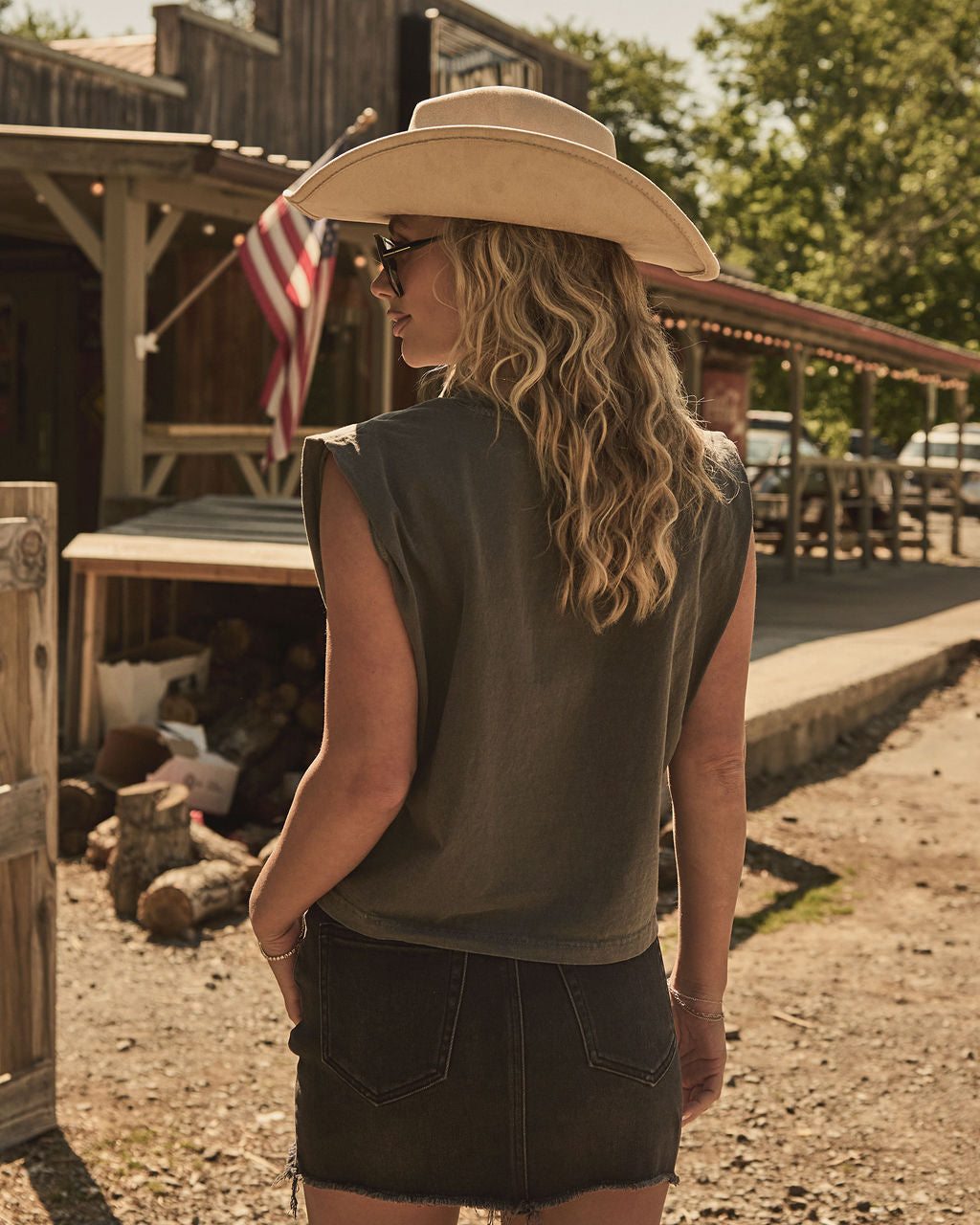 American Cowgirl Graphic Cotton Muscle Tee