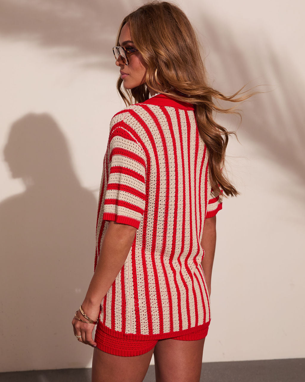 Americana Tide Striped Crochet Cover Up Top