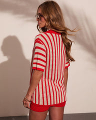 Americana Tide Striped Crochet Cover Up Top