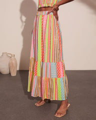 After Glow Muse Striped Abstract Maxi Skirt