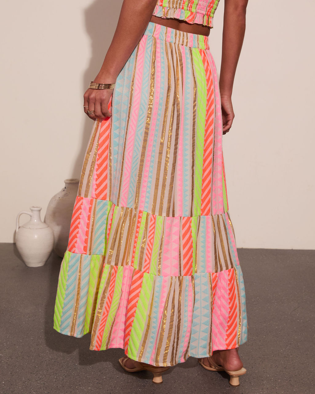 After Glow Muse Striped Abstract Maxi Skirt
