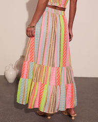 After Glow Muse Striped Abstract Maxi Skirt