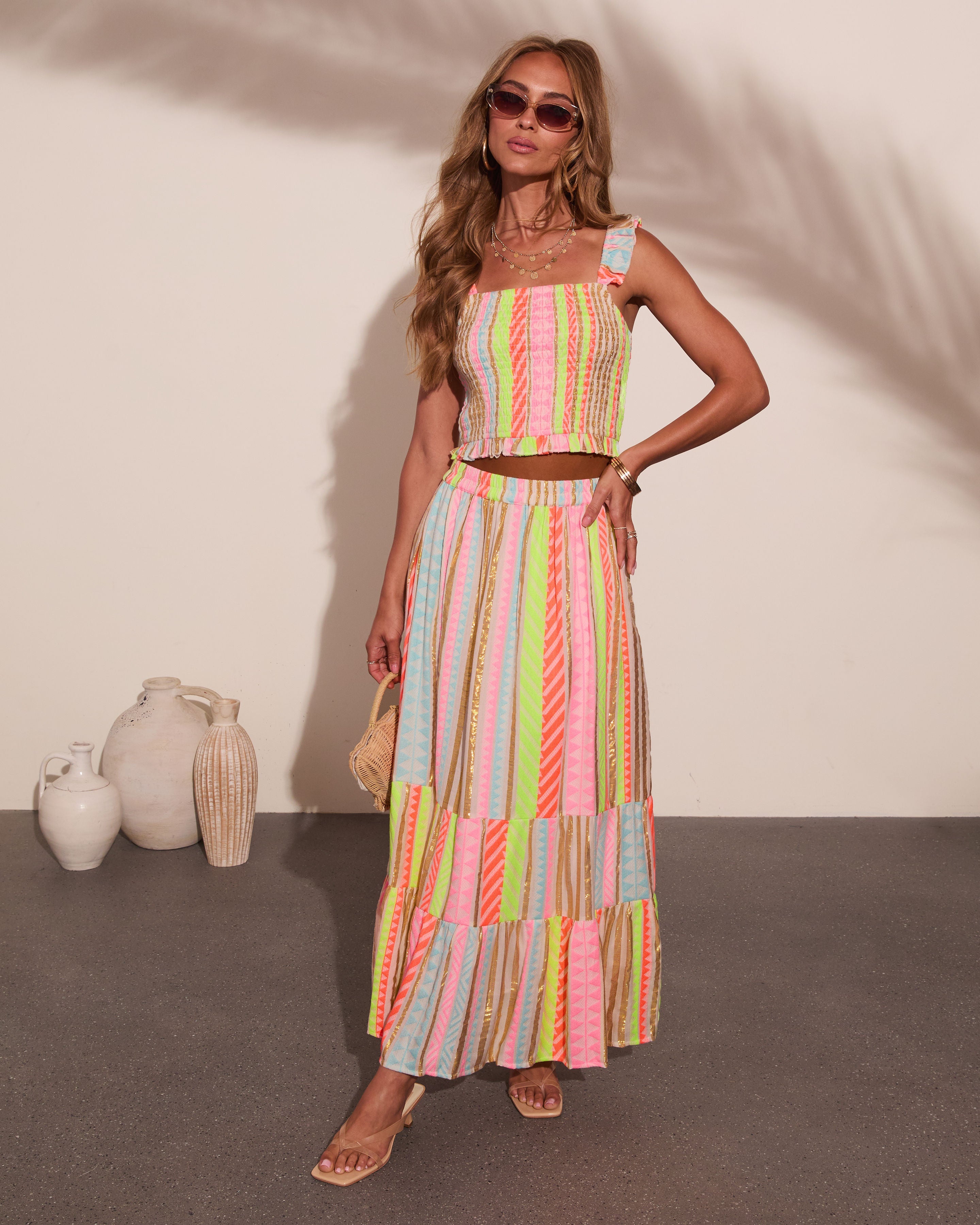 After Glow Muse Striped Abstract Maxi Skirt