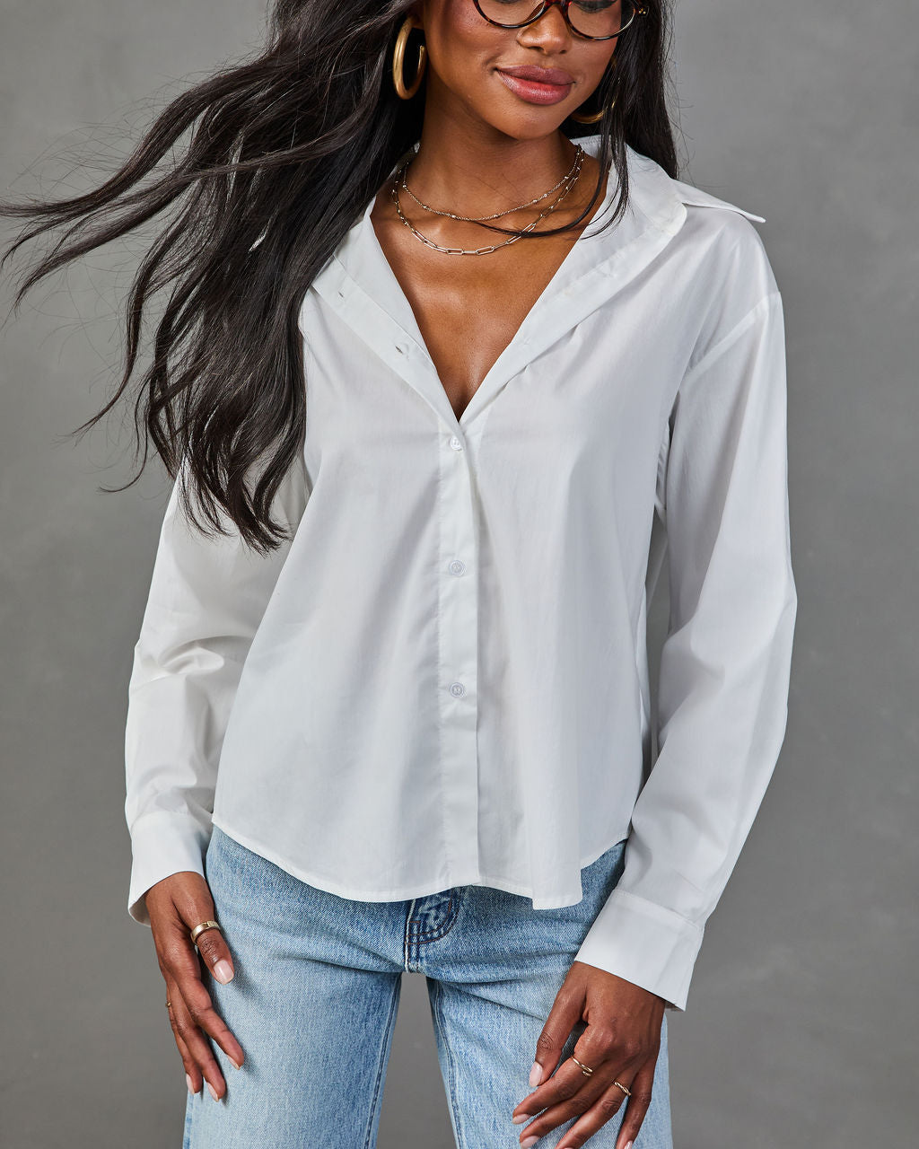 Adriana Button Down Long Sleeve Top