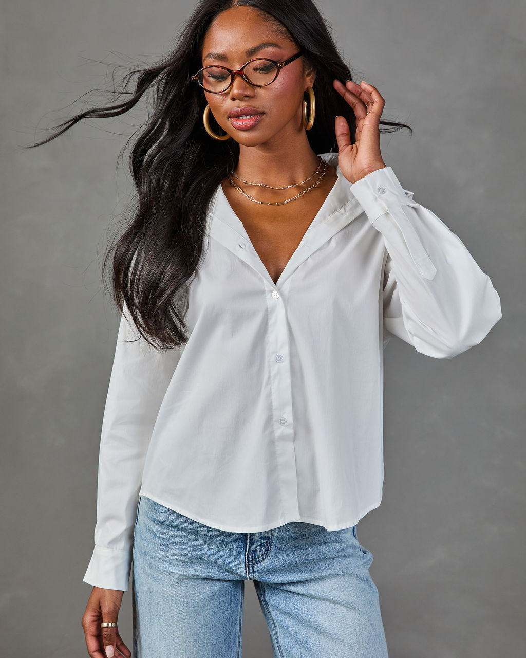 Adriana Button Down Long Sleeve Top