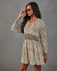 Autumn Meadow Abstract Print Mini Dress
