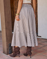 Almost Noon Plaid Midi Skirt