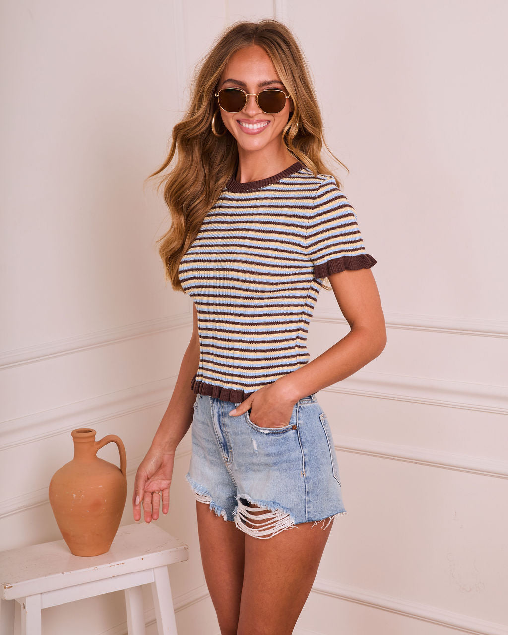 Anderlie Striped Knit Top