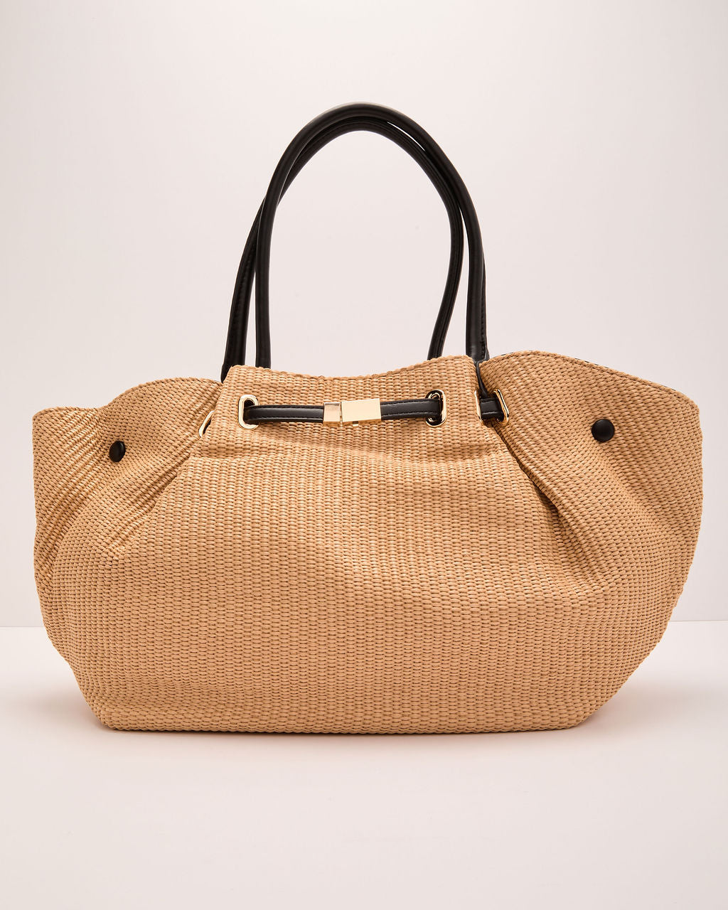 Amalfi Glow Belted Woven Straw Trapeze Bag