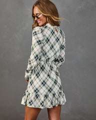 Afternoon Calling Plaid Waist Tie Mini Dress