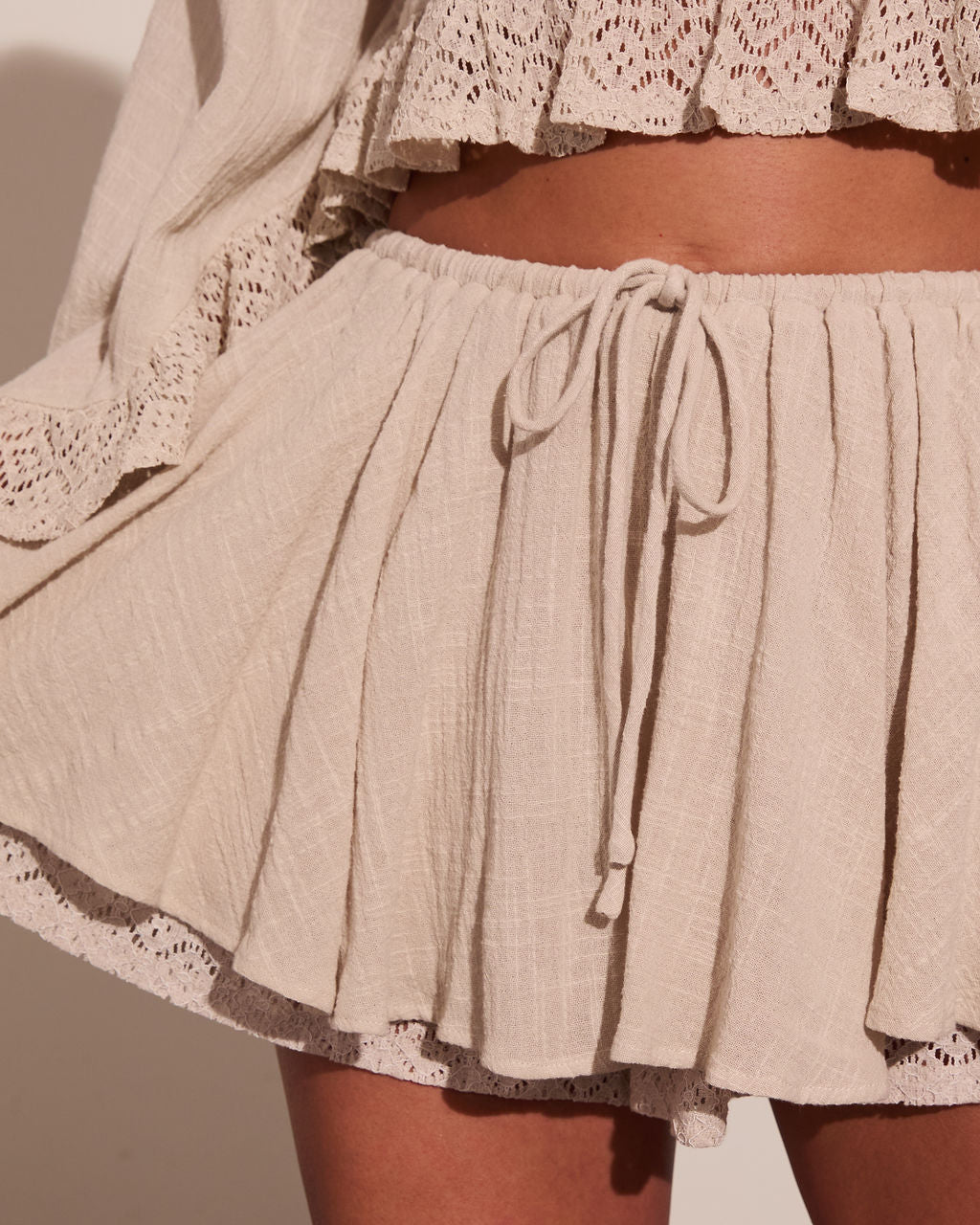 Airy Glow Drawstring Mini Skort