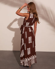 Bethlyn Abstract Waist Tie Maxi Shirt Dress
