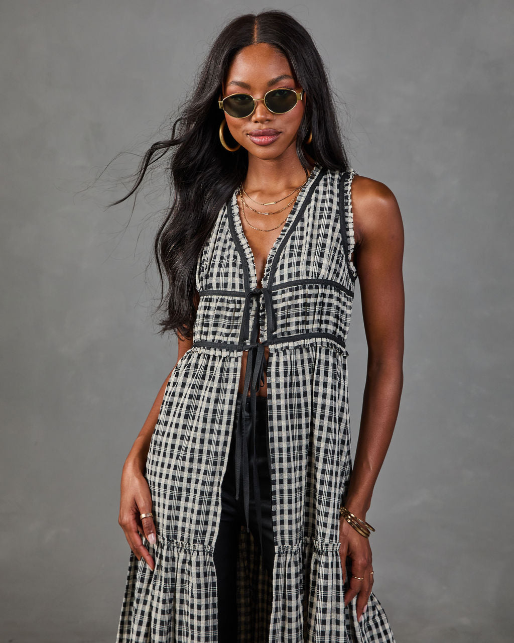 Autumn Belle Flyway Plaid Maxi Top
