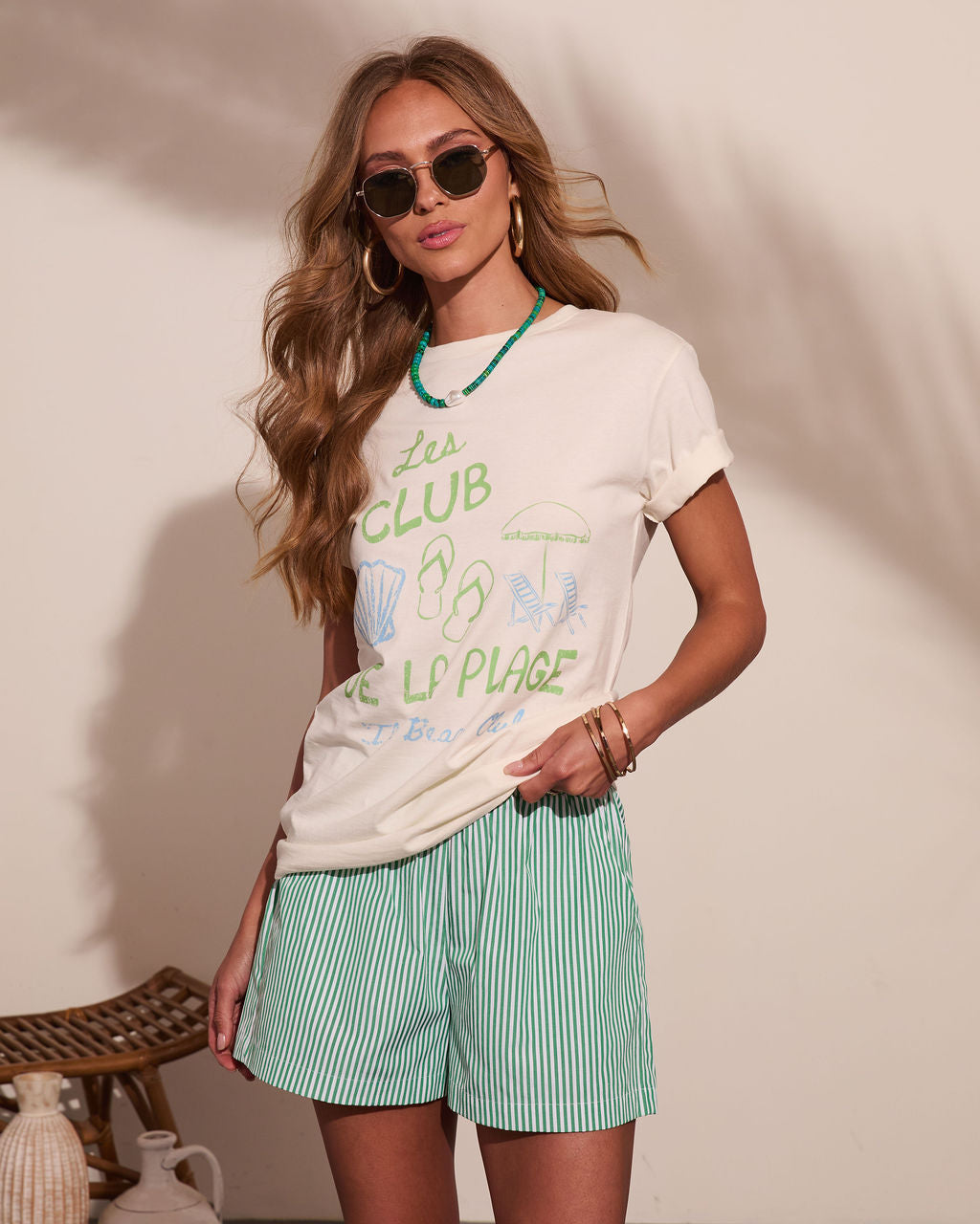 Beach Coastal Club Cotton Graphic Short Sleeve Tee