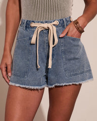 Anelle Drawstring High Rise Denim Shorts