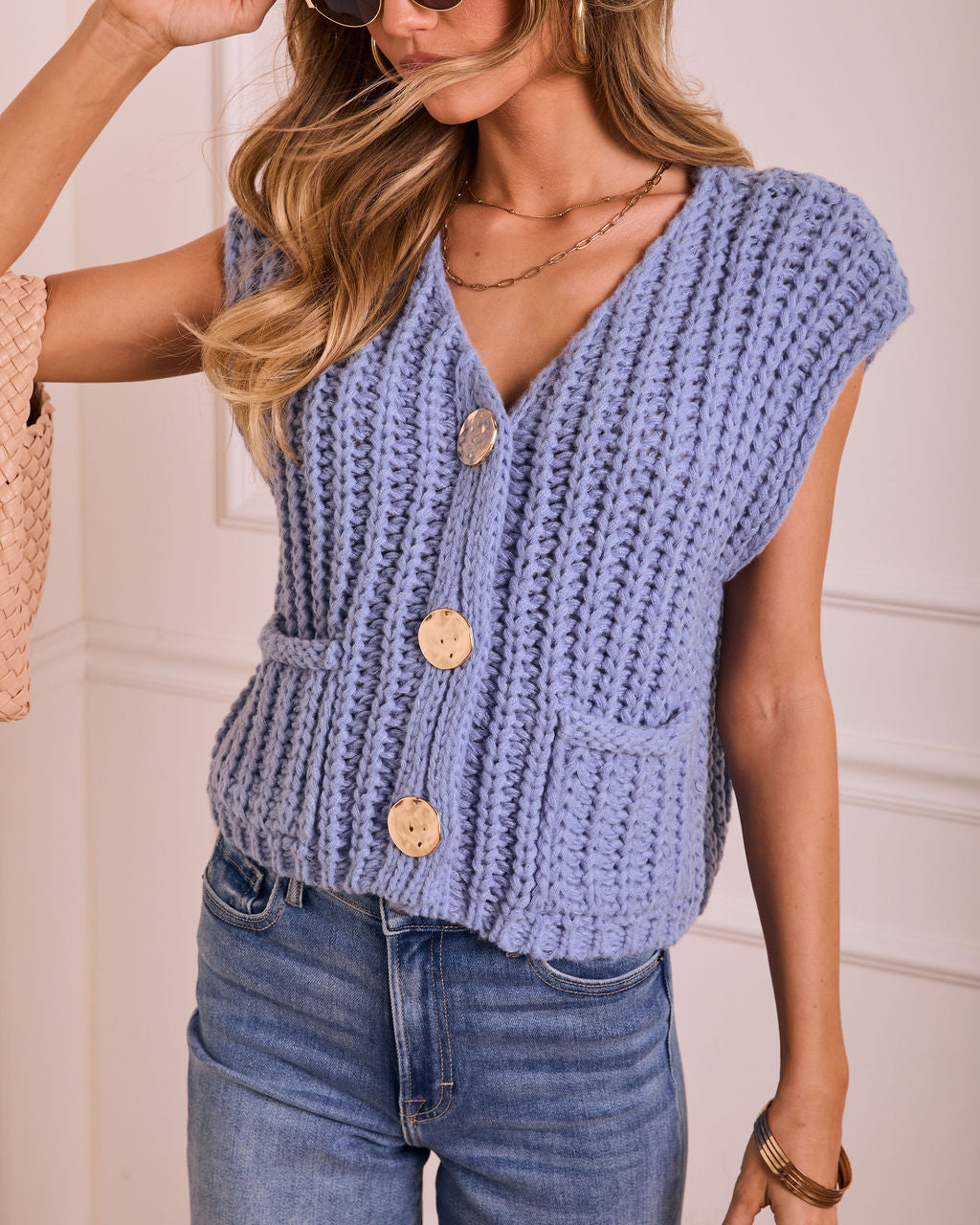 After Winter Sleeveless Ribbed Knit Sweater