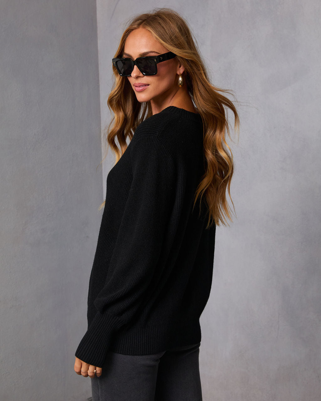 Baby It's You Knit Balloon Sleeve Pullover Sweater