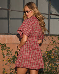 Annabelle Plaid Mini Shirt Dress
