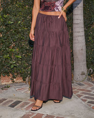 Azure Living Tiered Drawstring Maxi Skirt