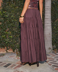 Azure Living Tiered Drawstring Maxi Skirt