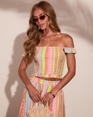 After Glow Muse Striped Abstract Smocked Tank Top