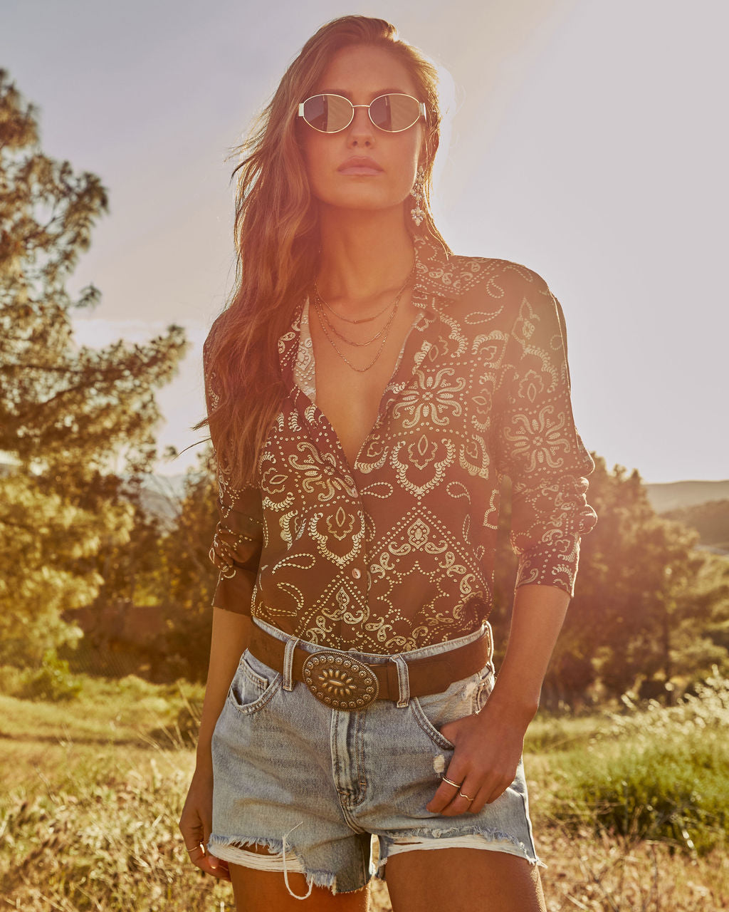 Alira Paisley Button Down Top