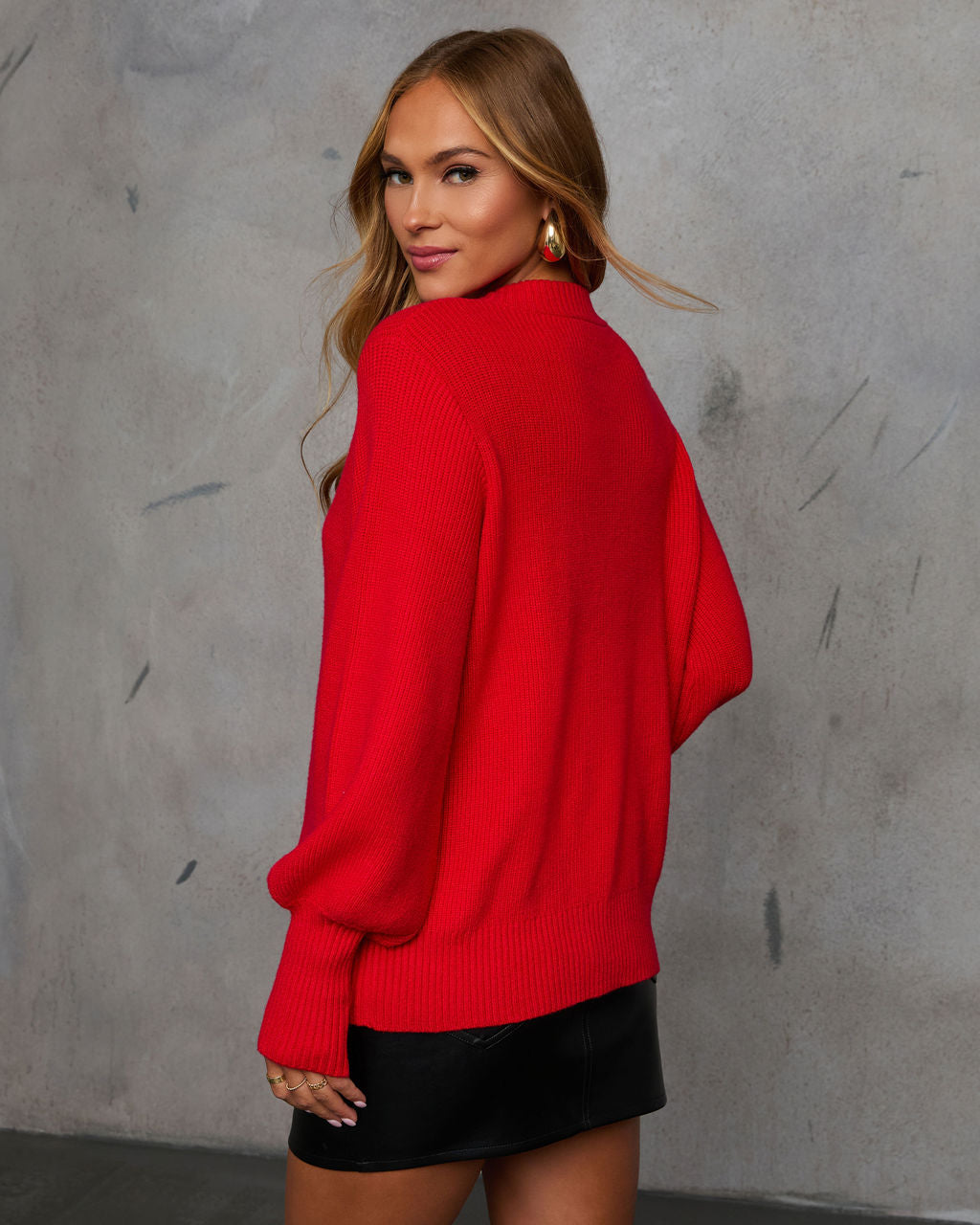 Baby It's You Knit Balloon Sleeve Pullover Sweater
