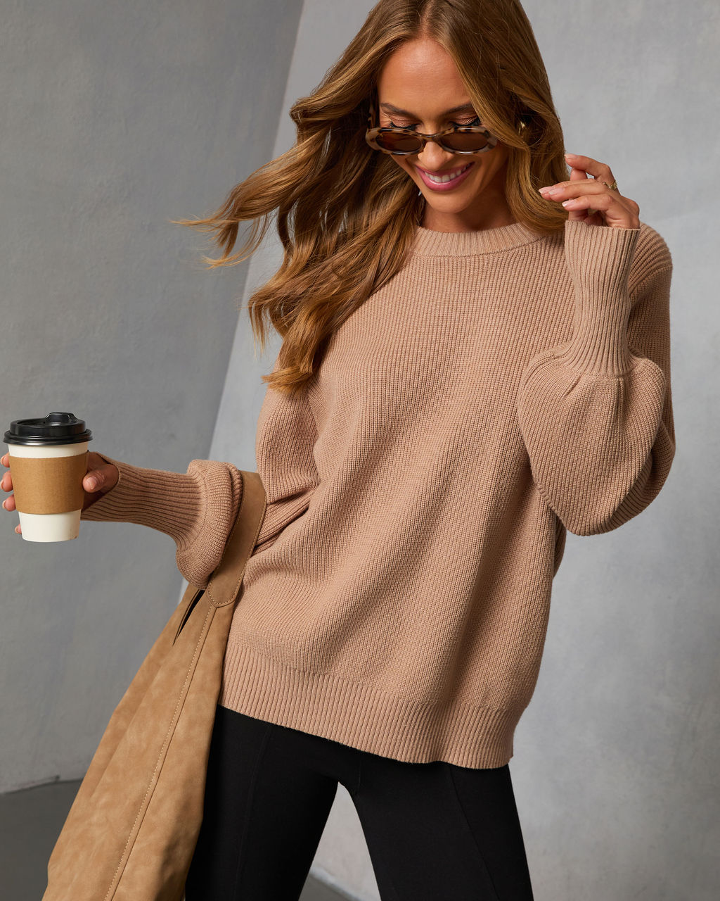 Baby It's You Knit Balloon Sleeve Pullover Sweater