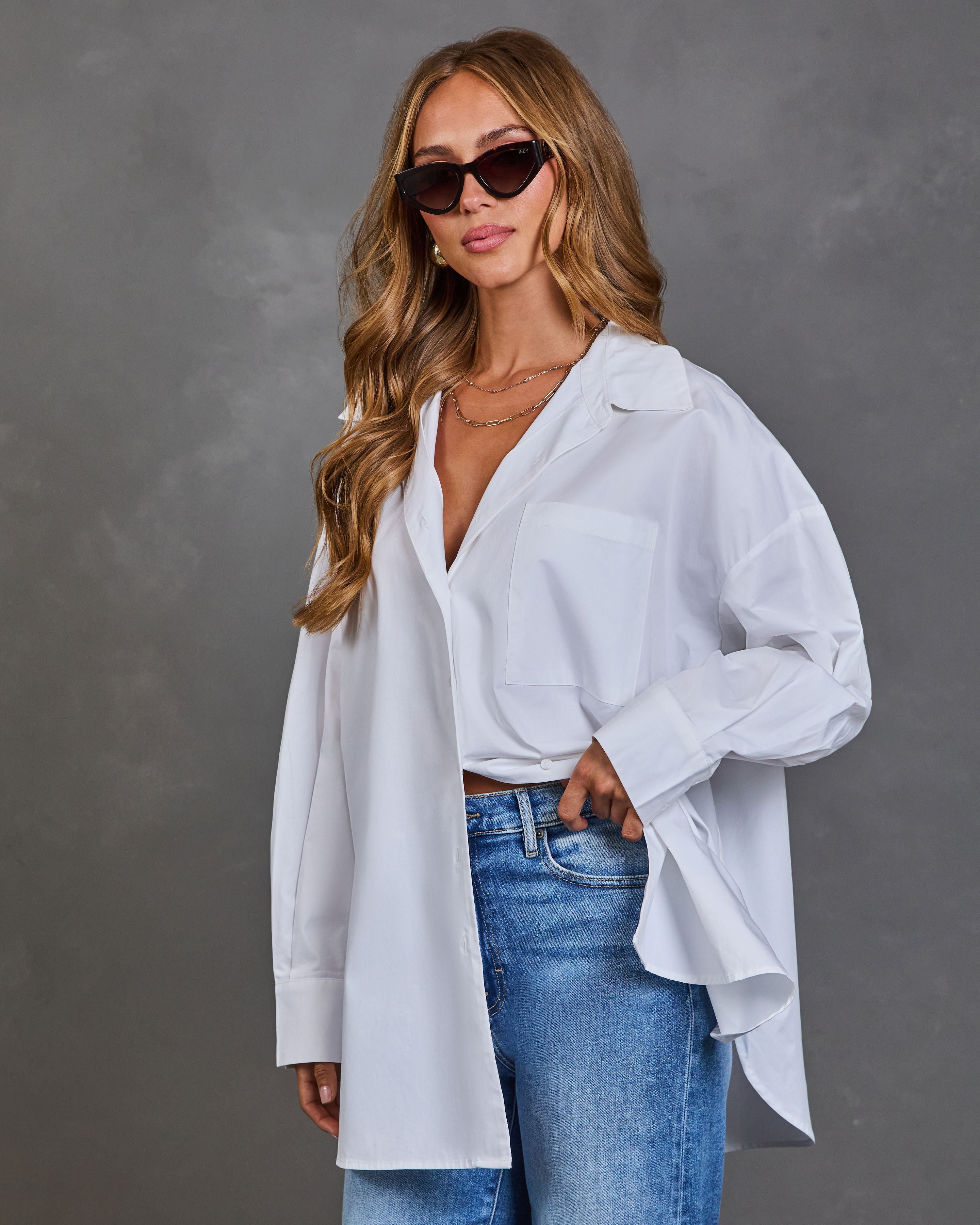 Better Things Cotton Poplin Button Down Top